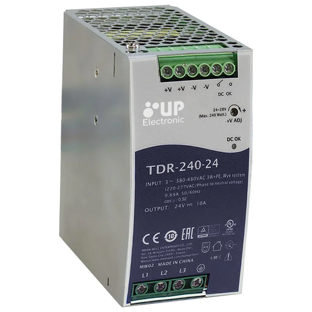 Fonte para Trilho DIN 380-500VAC 24V / 10A Trifasica – UP Electronic — foto 1